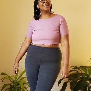 BooHoo Plus Size Purple Ribbed Crop Top